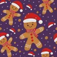 Gingerbread Man Pattern with Snowflakes and Chocolate Cookies vector