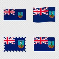 Montserrat national flag in four different styles. vector
