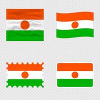 Niger national flag in four different styles. vector
