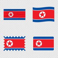 North Korea national flag in four different styles. vector