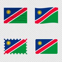 Namibia national flag in four different styles. vector