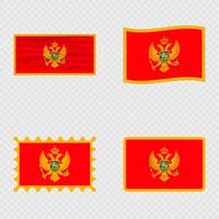 Montenegro national flag in four different styles. vector