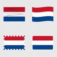 Netherlands national flag in four different styles. vector