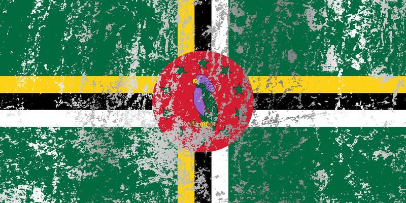 Dominica flag with grunge effect.