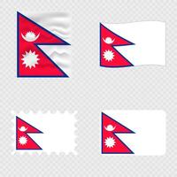 Nepal national flag in four different styles. vector