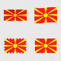 North Macedonia national flag in four different styles. vector
