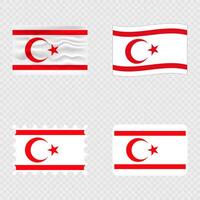 Northern Cyprus national flag in four different styles. vector