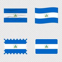 Nicaragua national flag in four different styles. vector