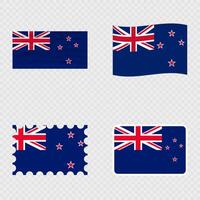 New Zealand national flag in four different styles. vector