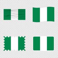 Nigeria national flag in four different styles. vector