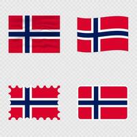 Norway national flag in four different styles. vector