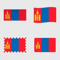 Mongolia national flag in four different styles. vector