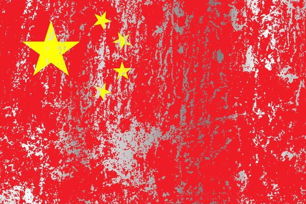 China flag with grunge effect.