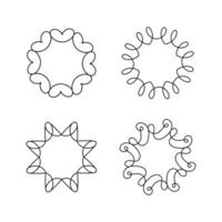 Set of artistic floral circle frame isolated flat style. vector