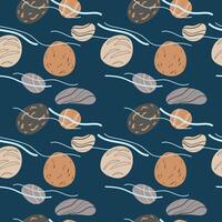 Marine or river seamless repeating pattern with stones and clear water. Underwater world background. Rapport with sea life for design, textile, web, wrapping paper, packaging design, textile vector