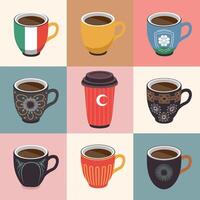 Global Brew 3x3 Grid Design vector
