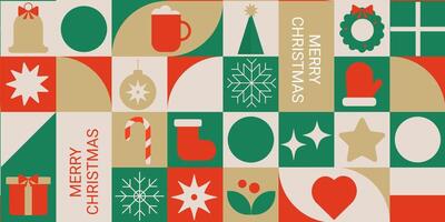 Seamless Christmas pattern with geometric shapes. Merry Christmas. New Year abstract background in flat style. vector