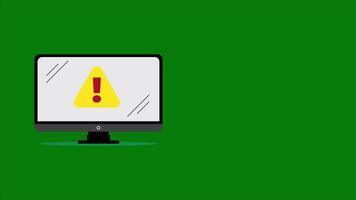 computer system warning. Computer virus threat. Warning animation with green background. video