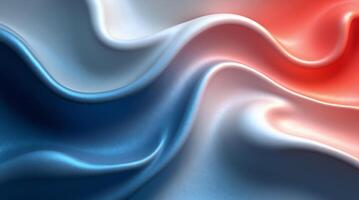 Metallic Blue Red Color Wavy Silk Background. photo