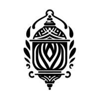 Intricate Black White Ornamental Lantern with Leafy Accents, Detailed Patterning, and Decorative Elements. vector