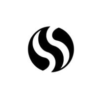 Bold Monochrome Composition Featuring a Circular with Intertwined SShaped White Strips Against a White Background, Exhibiting Symmetry and Modern Simplicity. vector