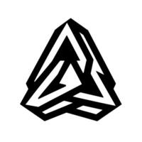 A bold, geometric black and white illustration of a triangular with intricate, layered shapes and a modern minimalist aesthetic. vector