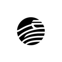 Circular Black with White Stripes Minimalist on Plain White Background. Abstract Shape with Visual Balance. vector