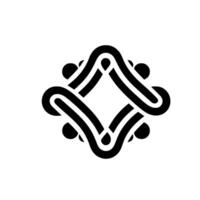 Intricate Black and White Geometric Featuring Intertwined Lines, Curvilinear Forms, and Spherical Elements on a Clean White Background. vector