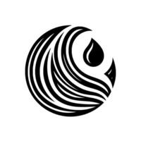 Abstract Black and White Circular Featuring Water Droplet and Flowing Lines, Representing Harmony and Nature. vector