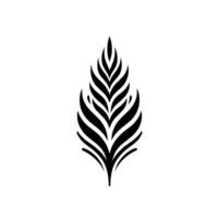 Elegant Black and White Leaf Design A symmetrical, stylized feather or leaf illustration against a clean white background, conveying simplicity. vector
