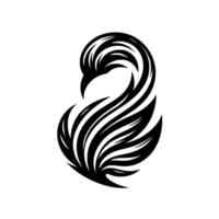 Elegant Black and White Swan Silhouette, Constructed with Flowing Feathers, Showcasing Grace, Serenity, and Artistry Against a Clean White Backdrop. vector