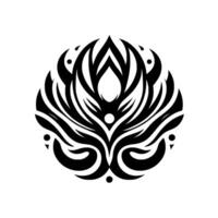 Symmetrical Black and White Floral Design An Elegant, Stylized Composition with Intertwined Elements, Evoking Balance and Harmony on a Clean White Background. vector