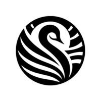 Elegant Minimalist Black Swan Emblem within a Circular Frame, Illustrating Grace and Simplicity. vector