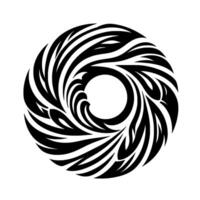 Abstract Monochromatic Circular with Swirling Black Lines and a Central White Void, Evoking Movement and Organic Forms. vector