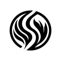 Abstract Black White Logo SShaped Forms Inside a Circular Frame Resembling Flames or Energy, Minimalism. vector