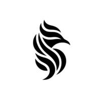 Stylized Black Bird Emblem A Modern, Minimalist Featuring Curved Lines and Negative Space, Depicting a Powerful and Elegant Silhouette. vector