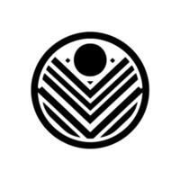 Abstract Black and White Circular featuring a stylized chevron pattern, dot and diamond accents, and a bold, geometric aesthetic. vector