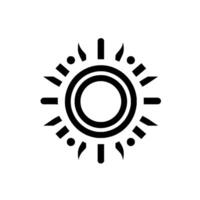 Minimalist Black and White Sun Icon A Geometric Circle with Rays, evoking warmth, energy and simplicity on a pristine white background. vector