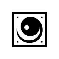 Abstract Black and White Square with Circular Swirl, Dot, and Corner Squares, Minimalist Design. vector