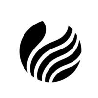 Abstract monochrome featuring a spherical shape with a textured black and white pattern composed of curved lines and a solid black shape. vector