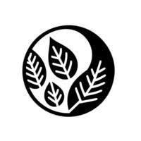 Abstract Botanical YinYang A circular composition featuring stylized leaf patterns in a black and white evoking harmony and balance. vector