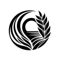 Abstract Black White Emblem A Modern Interpretation of Wheat Circular with a Symbolic A Integration. vector