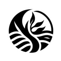 A stylized black and white featuring a tree within a circular frame, evoking growth, nature, and a sense of calm. vector