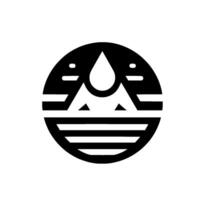 Minimalist Black and White Circle Composition featuring Mountain, Drop, and Water elements, conveying a sense of purity and natural beauty. vector