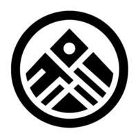 Abstract Black and White Geometric Emblem A Modern, Minimalist Featuring a Circular Frame and Interlocking Shapes. vector