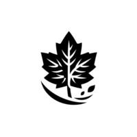 Bold Maple Leaf in Black and White, Emphasizing Organic Lines and Natures Elegance. vector