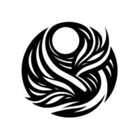 Abstract Black and White Circular Featuring Intertwined Lines and a Central Hole, Evoking Fluidity. vector