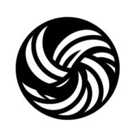 A striking monochrome showcasing a stylized, swirling vortex composed of black and white curved lines against a crisp, white background, forming a visually captivating geometric pattern. vector