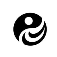 Minimalist YinYang Symbol Black and White with Rounded Forms Clean Lines on White Background. vector