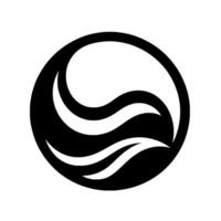 Circular Black and White Symbol A stylized wave within a circle, evoking motion and fluidity. vector